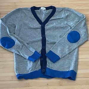 LIKE NEW! Egg by Susan Lazar Kids Navy Gray Cotton Cardigan Sweater Sz 6